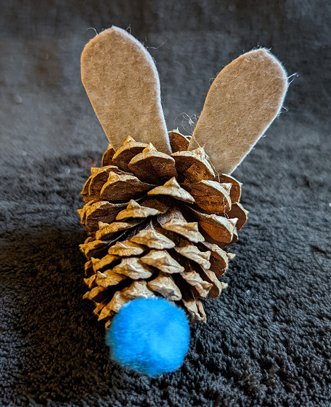 pine cone rabbit blue tail