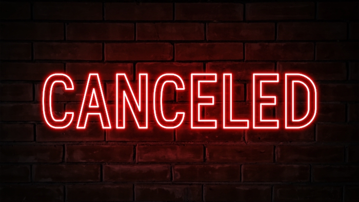 canceled red neon sign
